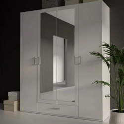 Szafa z lustrem 180 cm z szufladą Biała